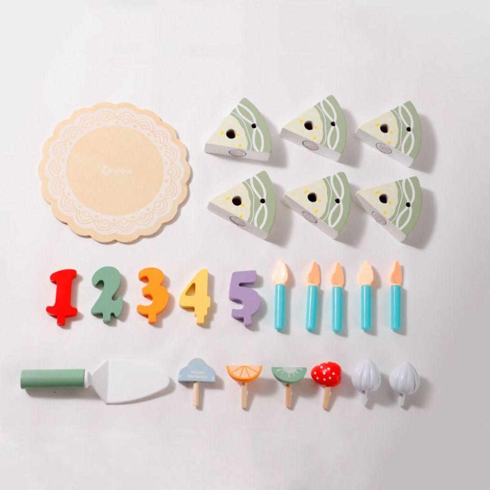 Wooden Wooden Cake Model Simulation Food Play House Party Cake Play Food Sets Montessori Interactive Kitchen Pretend Toy