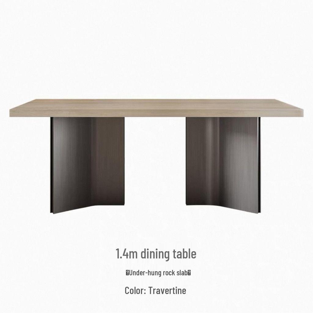 Italian Modern Retro Travertine Dining Table and Chair Set, Bauhaus Style, for Large Apartments