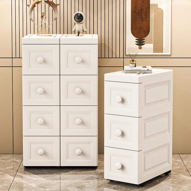 15/18/25cm Narrow Bathroom Crevice Storage Cabinet with Drawers, Multi-layer Plastic Design