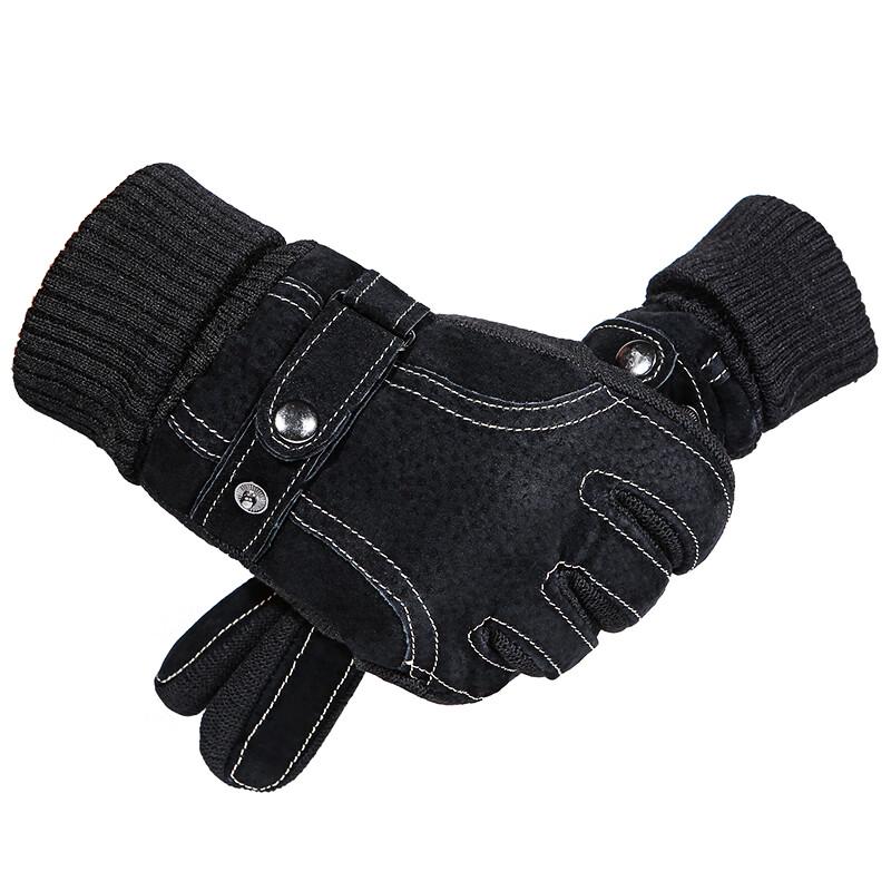 Gants chauds en cuir de porc pour homme automne/hiver
