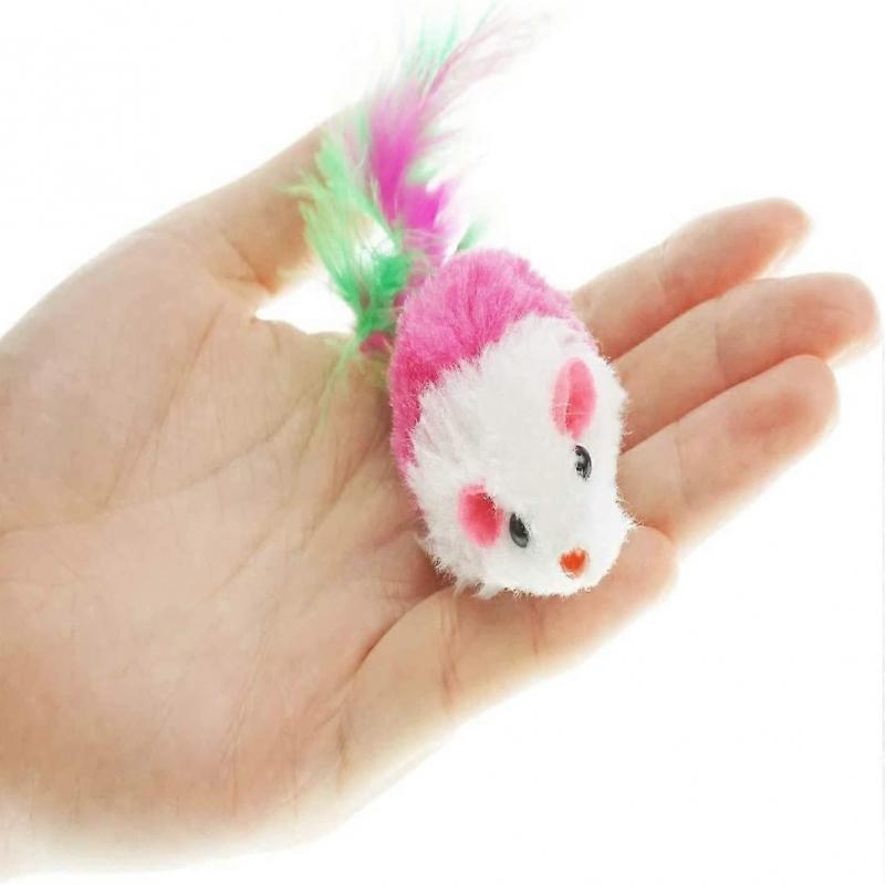 Fluffy Pet Cat Toy Mouse, Cat Toy Mouse, Cat Pet Toy, Feather Tail Catcher, 10-Pack