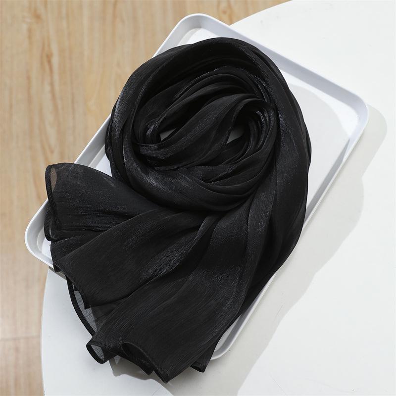 2025 Frühling/Sommer Damen Seidenschal: Leichter, einfarbiger Sonnenschutzschal