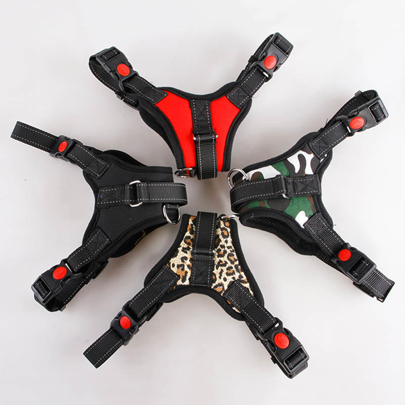 New Pets Dog Harness Vest Reflective Tape Breathable Mesh Pet Dogs Leash Harness S/M/L/XL Dog Collar Accessories Dropship