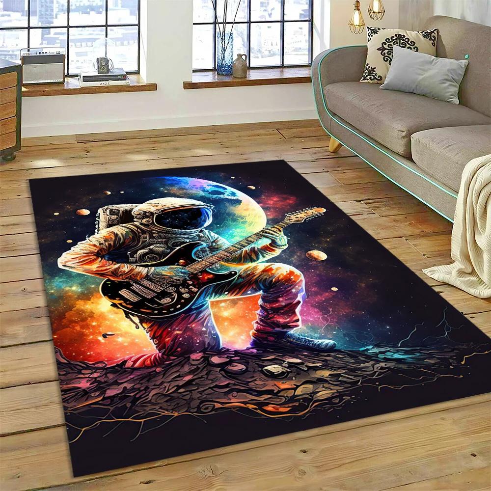 Weltraum Astronaut Universum Raumfahrer Cartoon Teppich Teppich für Zuhause Wohnzimmer Schlafzimmer Sofa Fußmatte Dekor, Kinderbereich Teppich Rutschfest