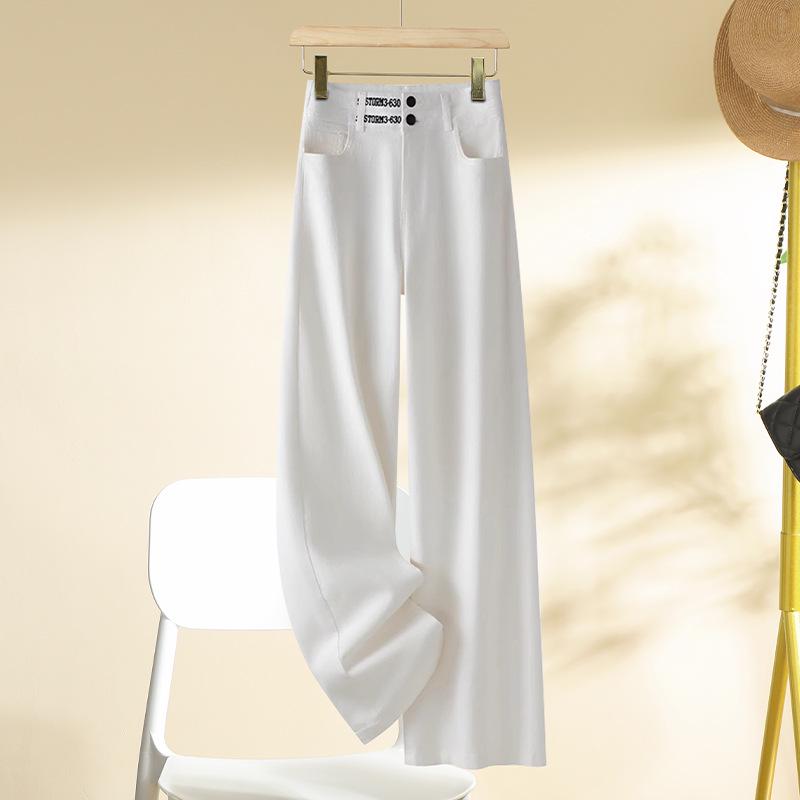

Women s High Waist Slimming White Denim Pants - New 2025 Spring/Autumn Straight Leg Trousers 26 (85-95 lbs recommended)