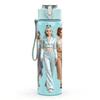 1PC Two Casual Ladies Walking 750ml Color Plastic Sports Water Bottle Leakproof Flip Straw Lid Suitable for Sports Office Home Use