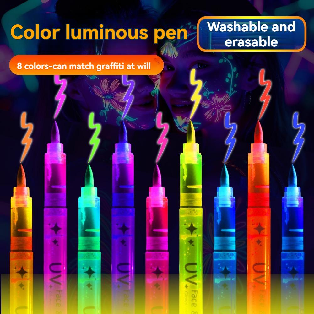 8 Colors Fluorescent Pens Highlighter Colorful Paint Pen Glow In The Dark Bright DIY Luminous Marker Pen Craft Pen for Drawing