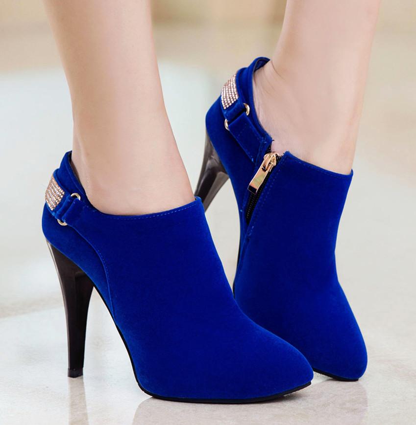 Fashion Spring Autumn New High-heeled Ankle Boots Sexy Fashion Boats for Women Rhinestone Thin Heeled Platform Short Booties Femininas