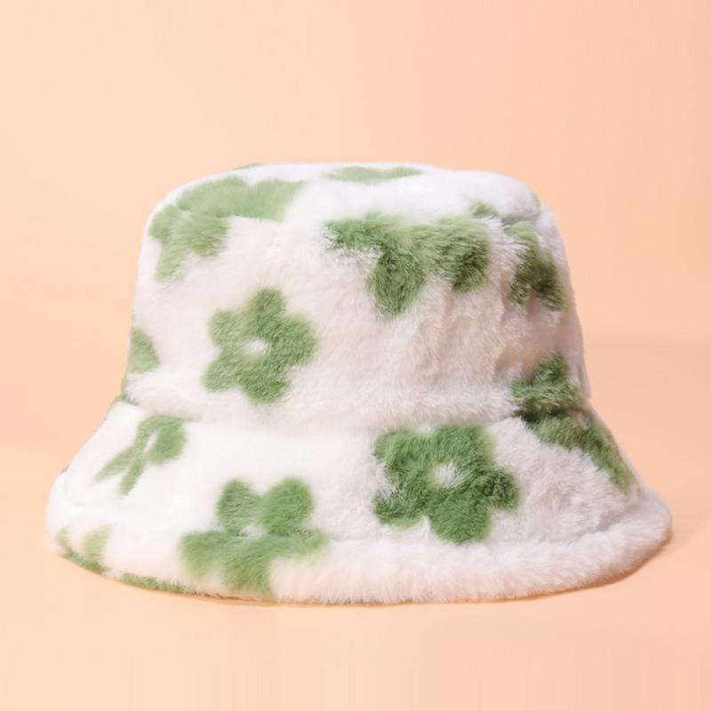 CNTANG New 2024 Women Bucket Hat Autumn And Winter Warm Cow Print Plush Fashion Panama Casual Hats For Ladies Fisherman Caps