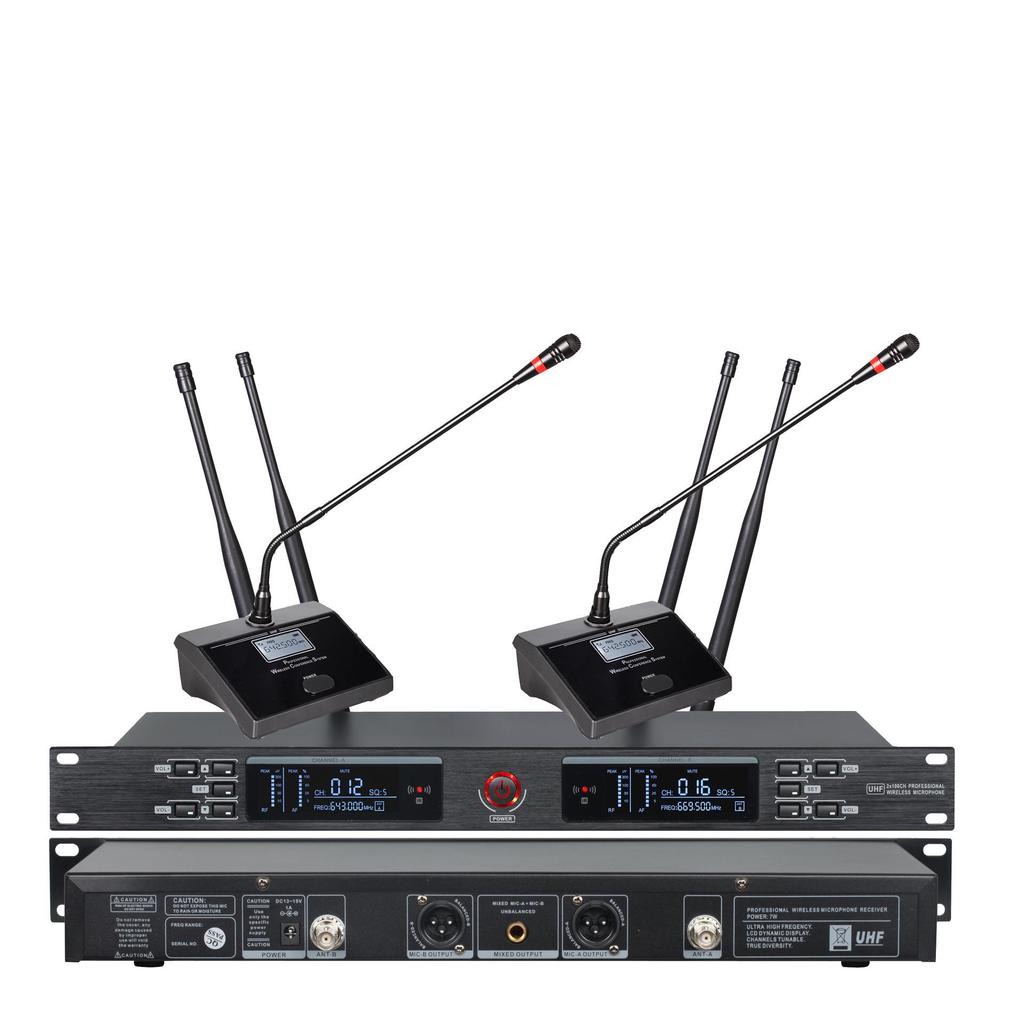 High-End U-Band Wireless Mic Set: Lavalier, Headset for Stage & Conference.