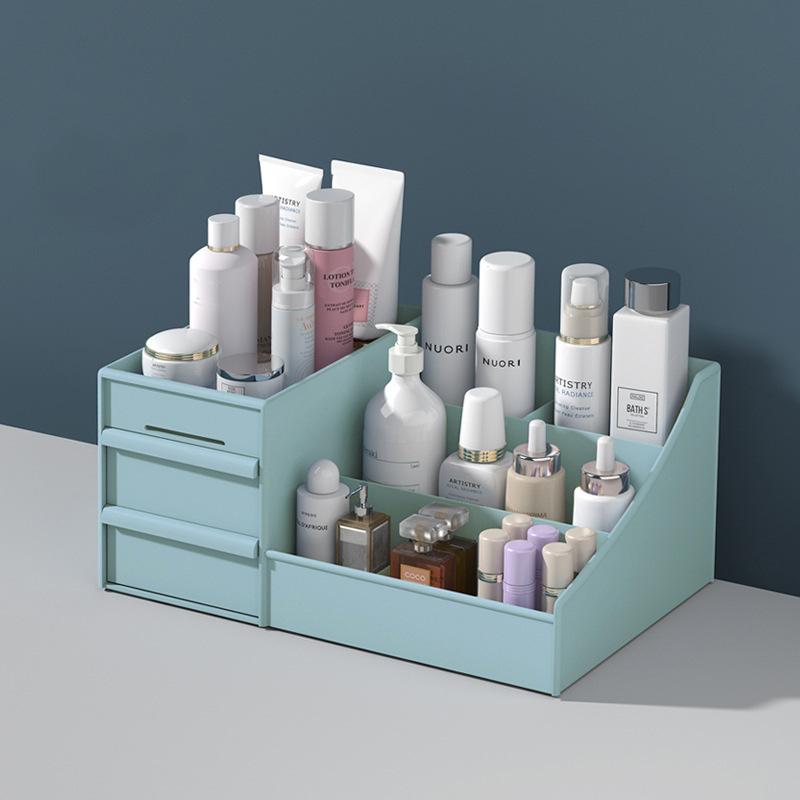

Drawer Type Cosmetic Storage Box Desktop Makeup Organizer With Compartments For Skincare For Vanity Desk Bathroom And Dorm синій