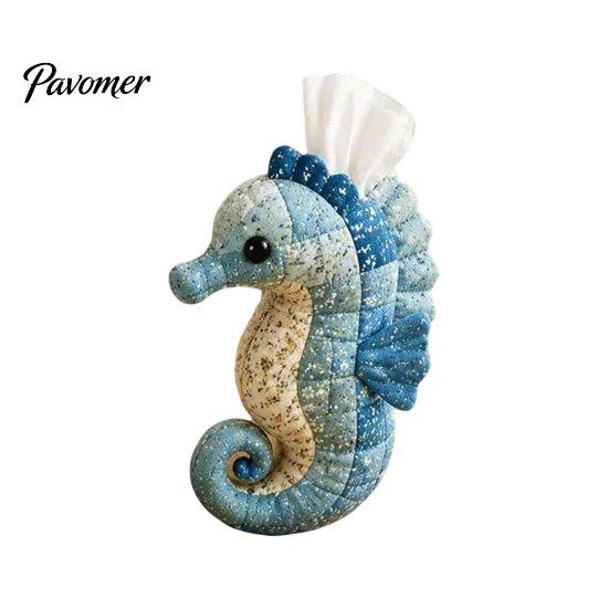 Healing Home Decor DIY Tissue Box, Top Opening Soft Fabric Cover, Marine Animal Theme Case Dispenser, Multipurpose Patchwork Designs Sewing