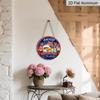 2D Flat Retro Round Aluminum Wall Decor, 250th Independence Day Eagle & Fireworks Design, Indoor Outdoor Hanging Plaque, Commemorative Home Gift