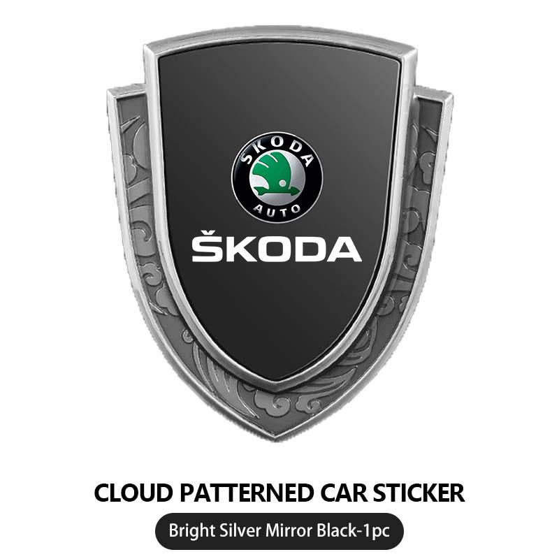 AAABU1 3D Metal Car Side Body Trunk Decoration Emblem Sticker Shield Styling For Skoda Fabia Kamiq Superb Scala Enyaq-iV MK3 VisionS