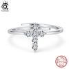 ORSA JEWELS Sparkling 925 Sterling Silver Cross Moissanite Diamond Wedding Ring D Color Moissanite Finger Ring Jewelry MOR15