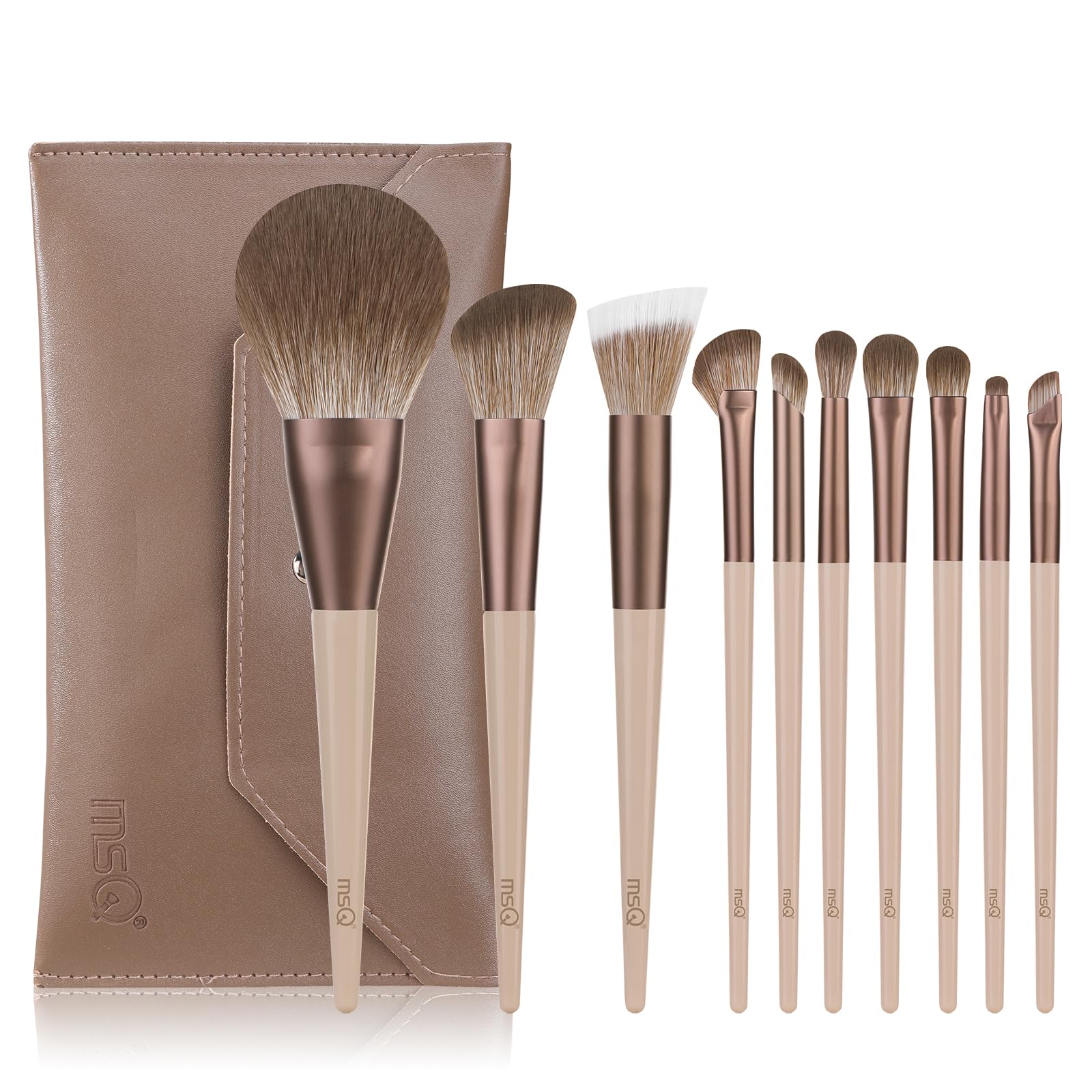 

Набір пензлів для макіяжу MSQ з популярних і консилерних пензлів з м якого волокна, портативні та кольору мокко, з густою щетиною для чудового набору пудри 10, Рум яна,