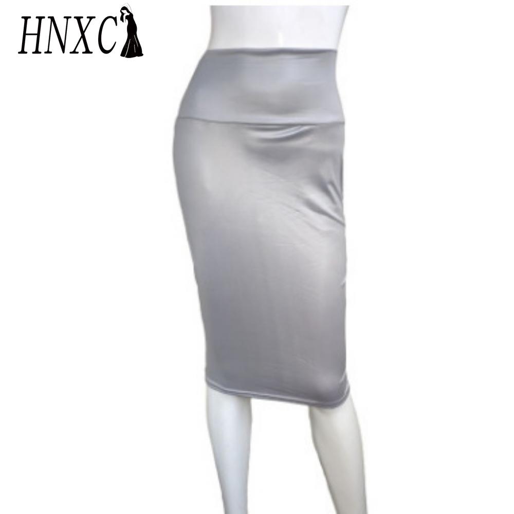 HNXC Women's Fashion Casual Back Slit Solid Color Print Summer Spring Skirts