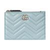 Gucci GG Marmont embossed V-shaped light gold finish leather key case women's light blue