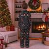Christmas Print Family Matching Outfits with Stand Collar and Button Front for Holiday Photos