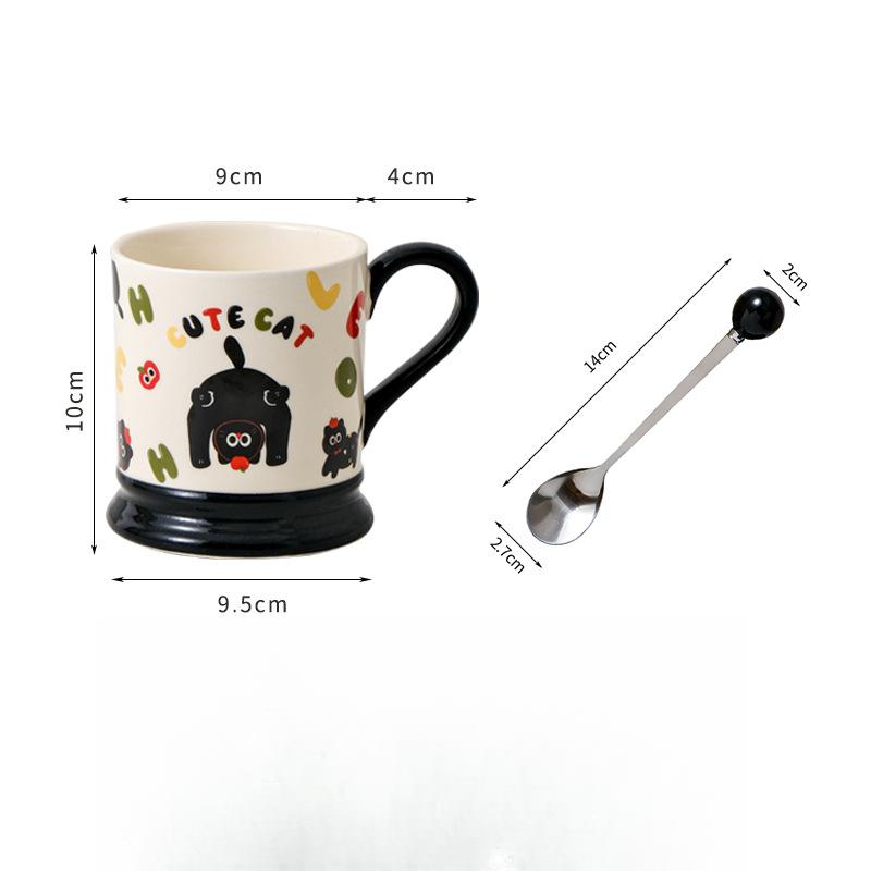 Ceramic Mug Cute Style Children's Milk Cup Illustration Dopamine Cup Birthday Best Friend Gift Couple Water Cup