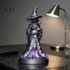 Dark Aesthetic Home Accessories Halloween Witch Figurine, Gothic Resin with Black Cat Ornament, Collectible Art for Decor Fantasy Tabletop Statue