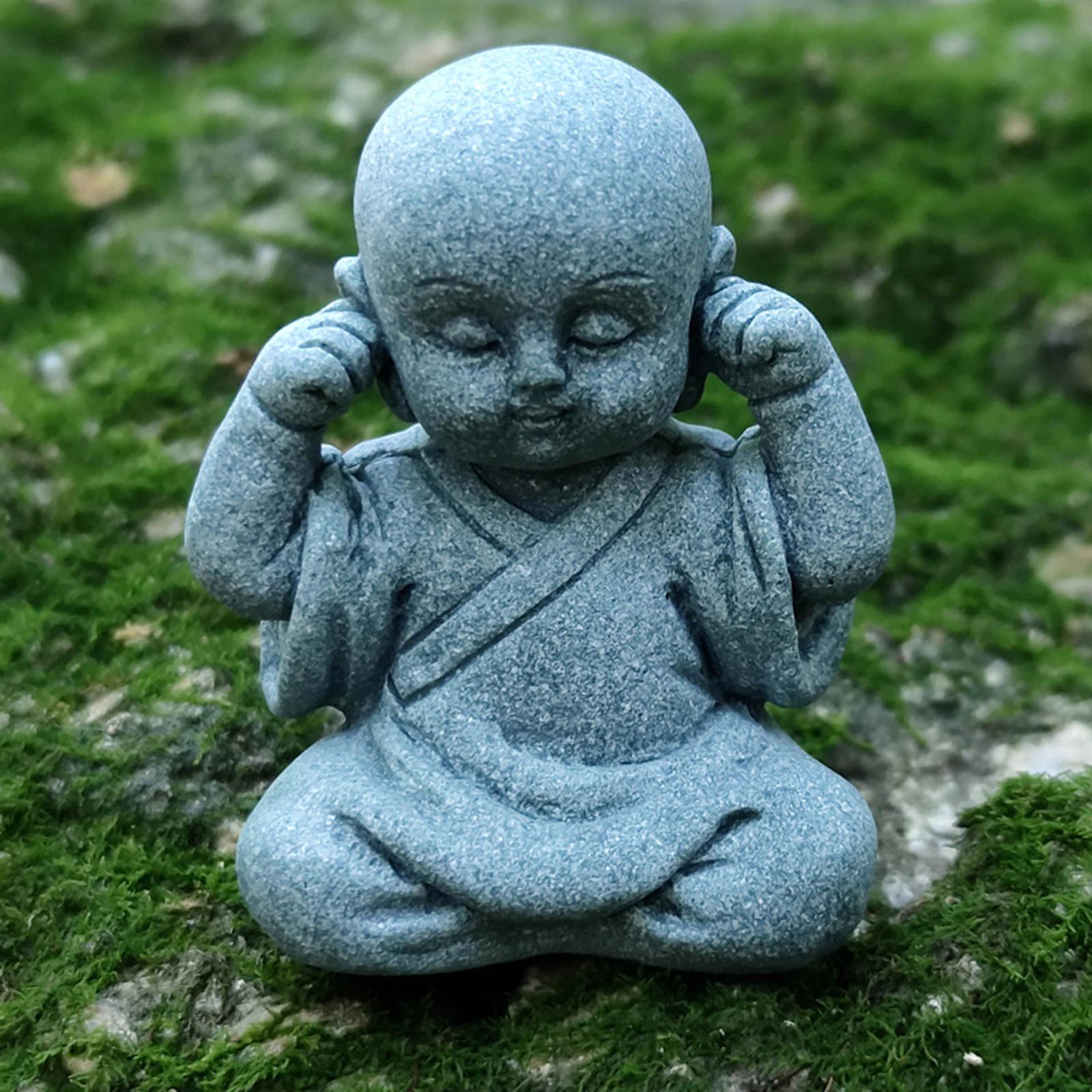 

Mini Buddha Statue Resin Little Monk Figurine Collectible Micro Landscape Sculpture for Desktop Car Office Decor Ornament