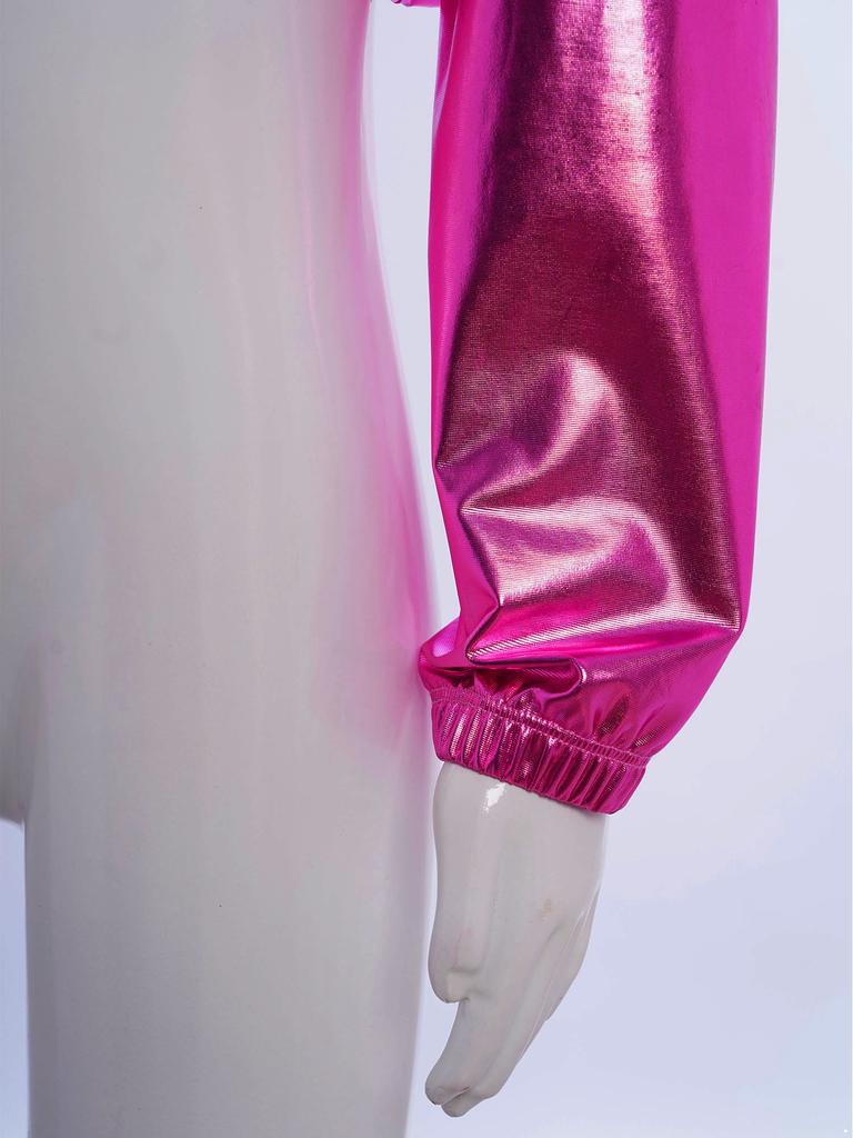 Παιδικό Φούτερ με Κουκούλα Χορευτικό Στυλ Δρόμου για Κορίτσια: Γυαλιστερό Μεταλλικό Κοντό Τοπ με Ασύμμετρο Τελείωμα & Μακριά Μανίκια για Αγώνα