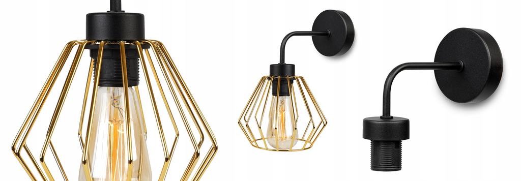 ELEGANTNÍ RETRO NÁSTĚNNÉ SVÍTIDLO DRÁT ZLATÝ LOFT