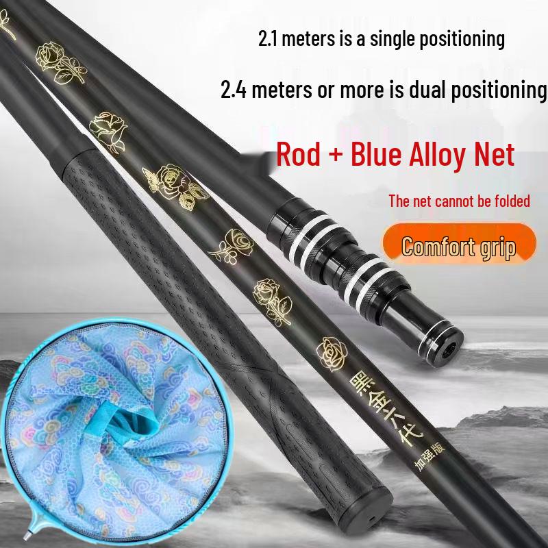 Ultra-Hard Telescopic Carbon Landing Net: Super Strong, Lightweight, Retractable, Double Position Folding Pole