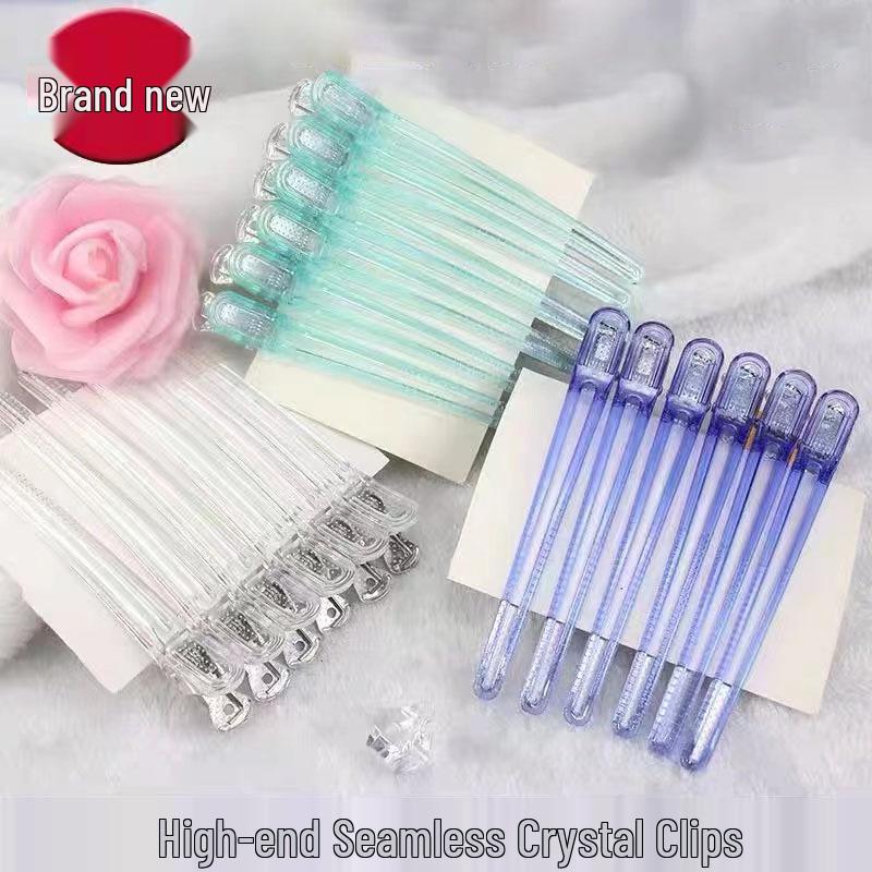 

Корейський кристалічний затискач для волосся для перукарських робіт, розділення пасом, завивки, фарбування та нарощування - Салонний позиціонуючий затискач Orange Crystal Clip