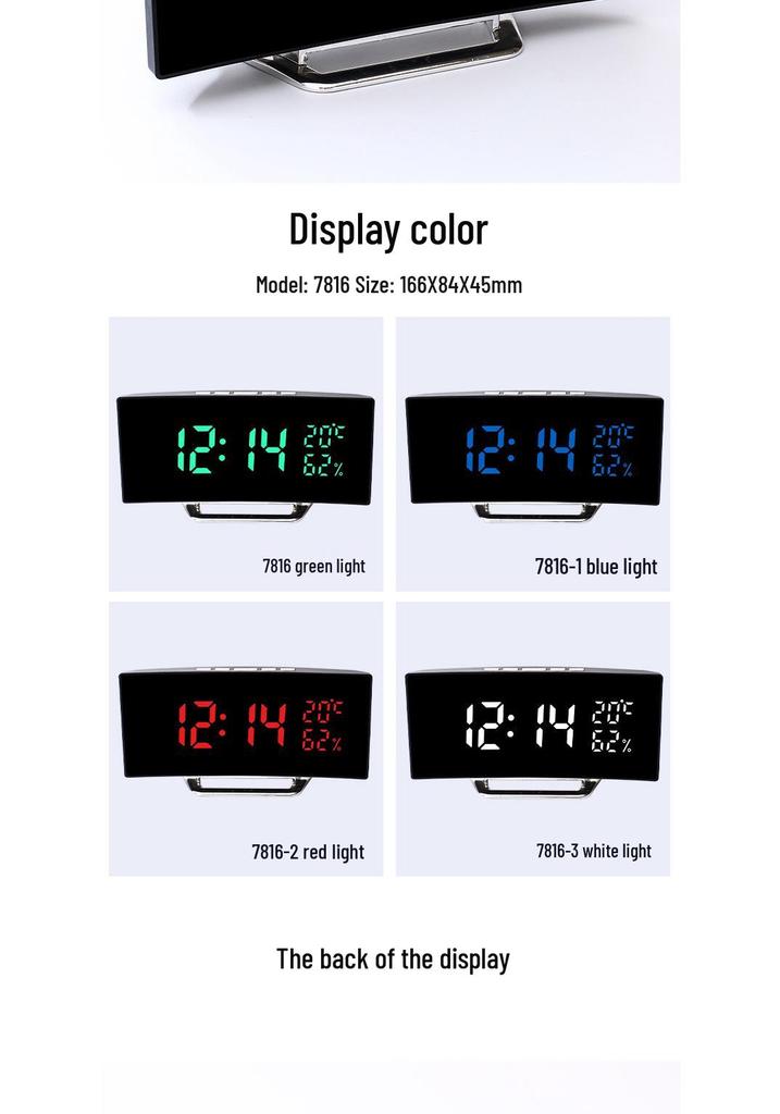 LED Luminous Desktop Alarm Clock with Temperature & Humidity Display