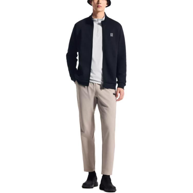 Anta Training Series Logo Stand Collar Zip Long Sleeve Jacket Men jackets Basic-Black 152447731-3