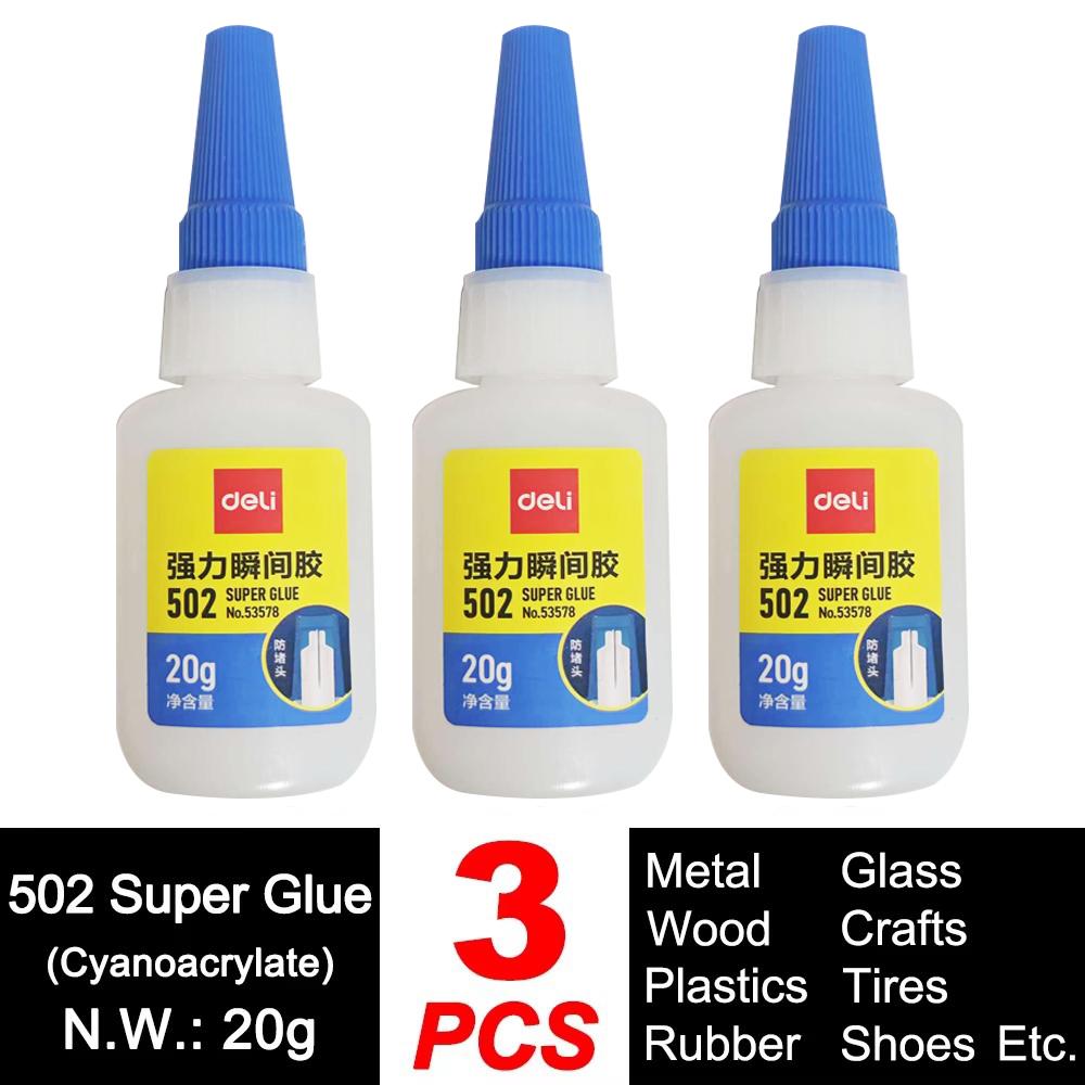 Deli 502 Super Glue Professional Strong Fast Instant Adhesive Cyanoacrylate Hardware Metal Cars Wood Craft Hobby Seconds Bond