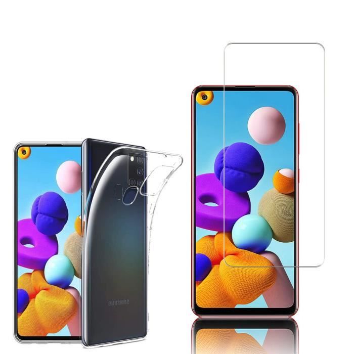 Coque et film de protection - Samsung - Galaxy A21S - Silicone gel - UltraSlim - Transparent