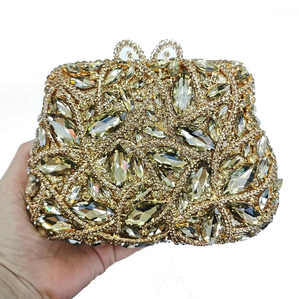 Navy Blue Large Diamond Evening Clutch Luxury Crystal Weddingg Party Purse Women Prom Minaudiere PhoneClutch Rhinestone Handbag