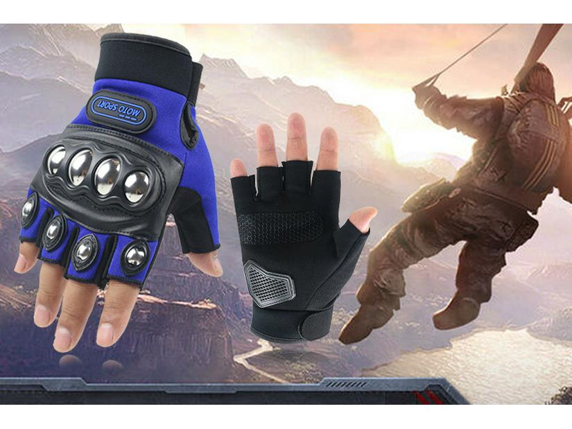 Men's Steel Shell Half-Finger Motorcycle Tactical Riding Gloves