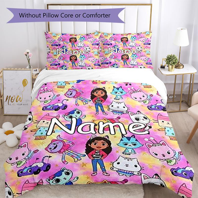 Set de Lenjerie de Pat cu Nume Personalizat 3 Bucăți Casa de Păpuși a lui Gabby Husa de Plapumă Închidere Include 1 Husă de Plapumă 2 Fețe de Pernă Moale și Confortabilă Pentru Toate Anotimpurile