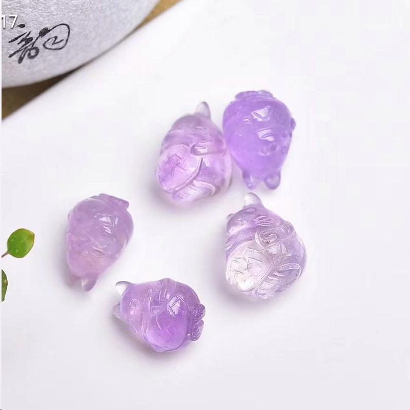 Amethyst Butterfly Flower Charm: Buddha, Nine-Tailed Fox, Cat, Rabbit, Crystal Bear Pendant