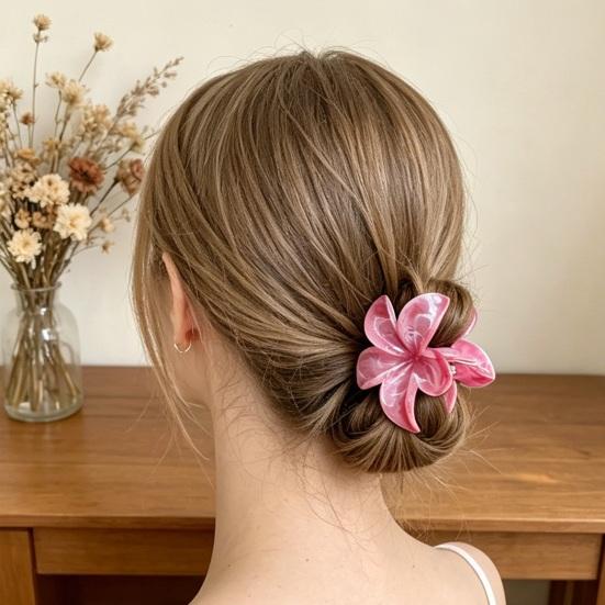 Hair Claw Flower Shape Stable Grip Summer Back Head Hair Clip Vibrant Color Non-Slip Shower Hair Claw Hair
