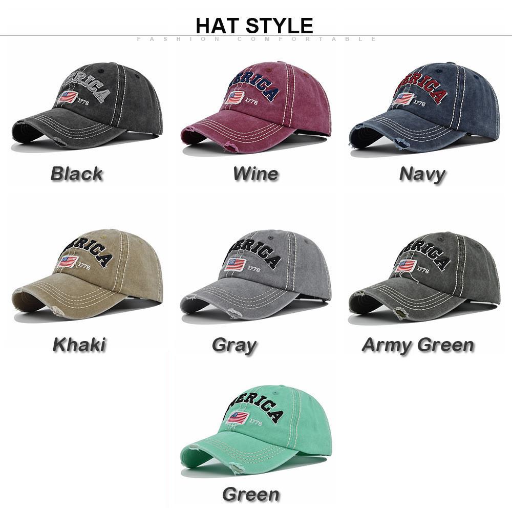 America Embroidered Washed Vintage Baseball Cap Cb352 Adjustable Sun Hat