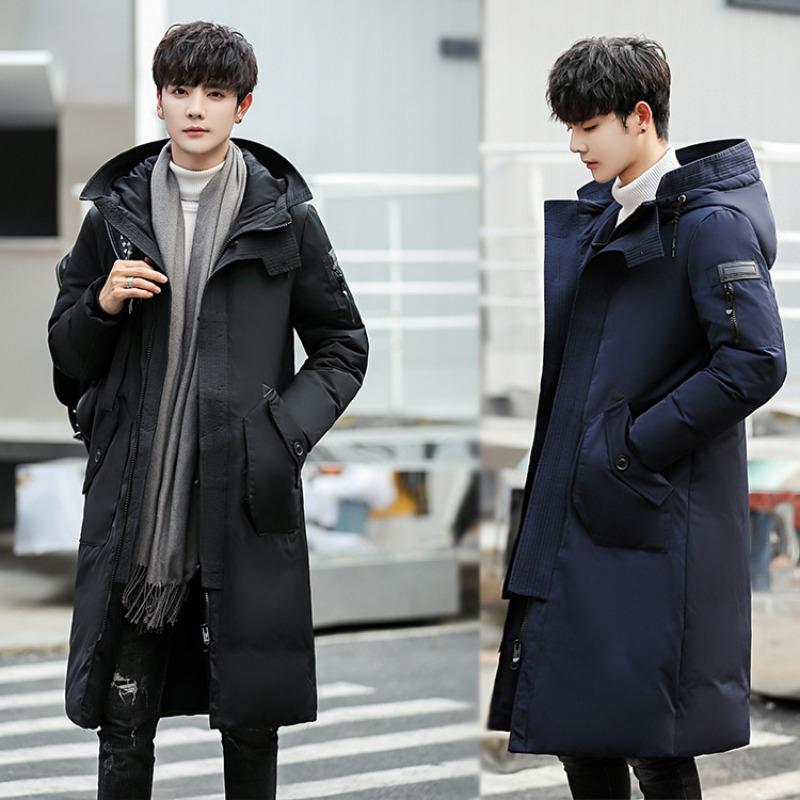 2025 New Long Cold Clothing Men's Long Youth Men's Winter Casual Thickened Hooded Jacket