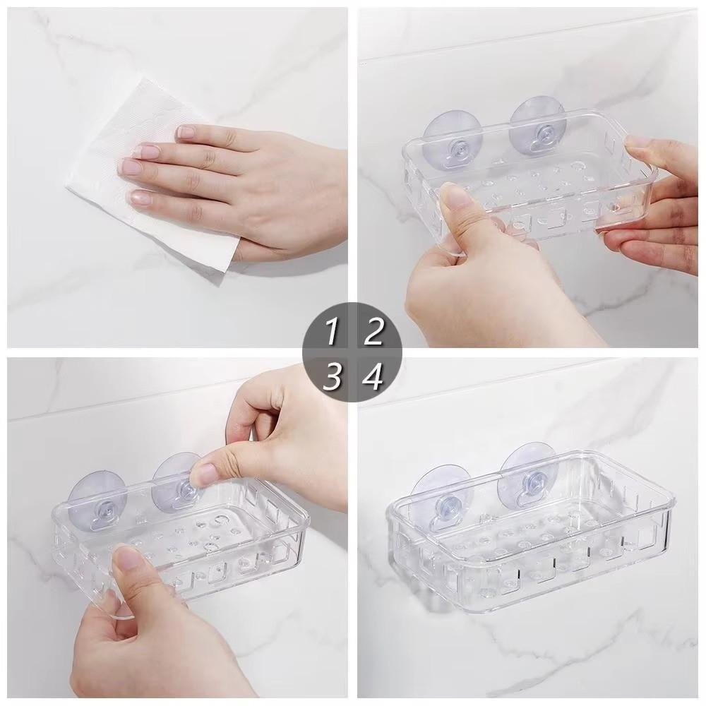 Reusable Soap Drying Rack Transparent Sponge Rack Suction Cup Soap Dish  Bathroom Accessories