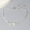 Valentine's Day - Themed Adjustable Chain Bracelet with Hollow Heart Shape Studded with Sparkling Rhinestones