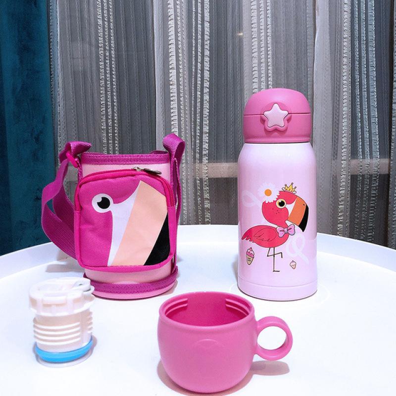 Termosmugg för barn med sugrör, dubbla vakuumflaskor i rostfritt stål Barn Söt termisk vattenflaska tumbler termokopp