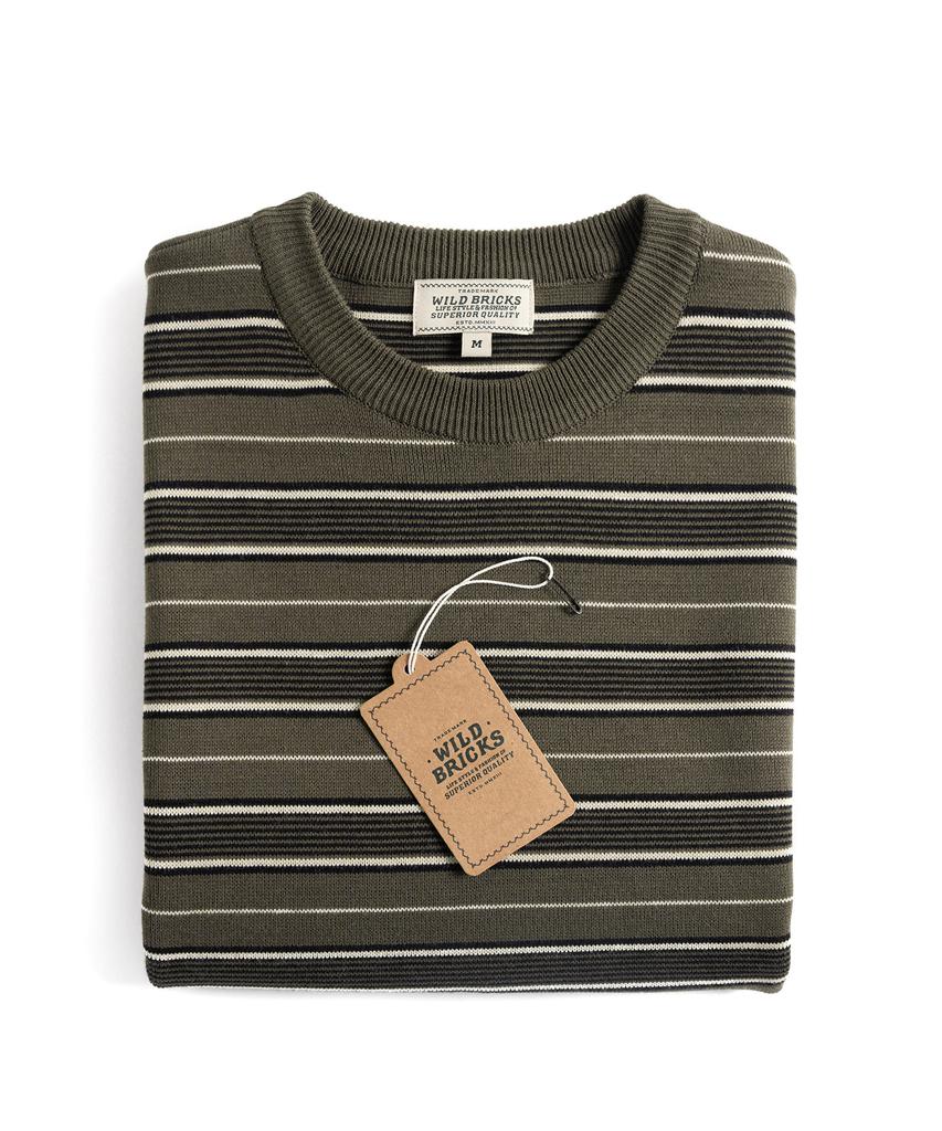 Waildeubeuligseu W23 Knitted Stripe T-Shirt (Olive&Black)