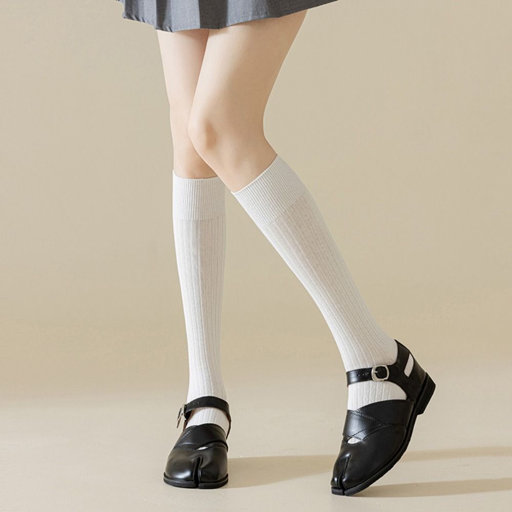 Knitted JK Calf Long Socks Knee High Separate Toe Socks Fashion Mid-tube Stocking Women Lolita