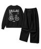 ALVINCLO [Set] Bicycle Sweatshirt Belt Loop Balloon Sweatpants Set