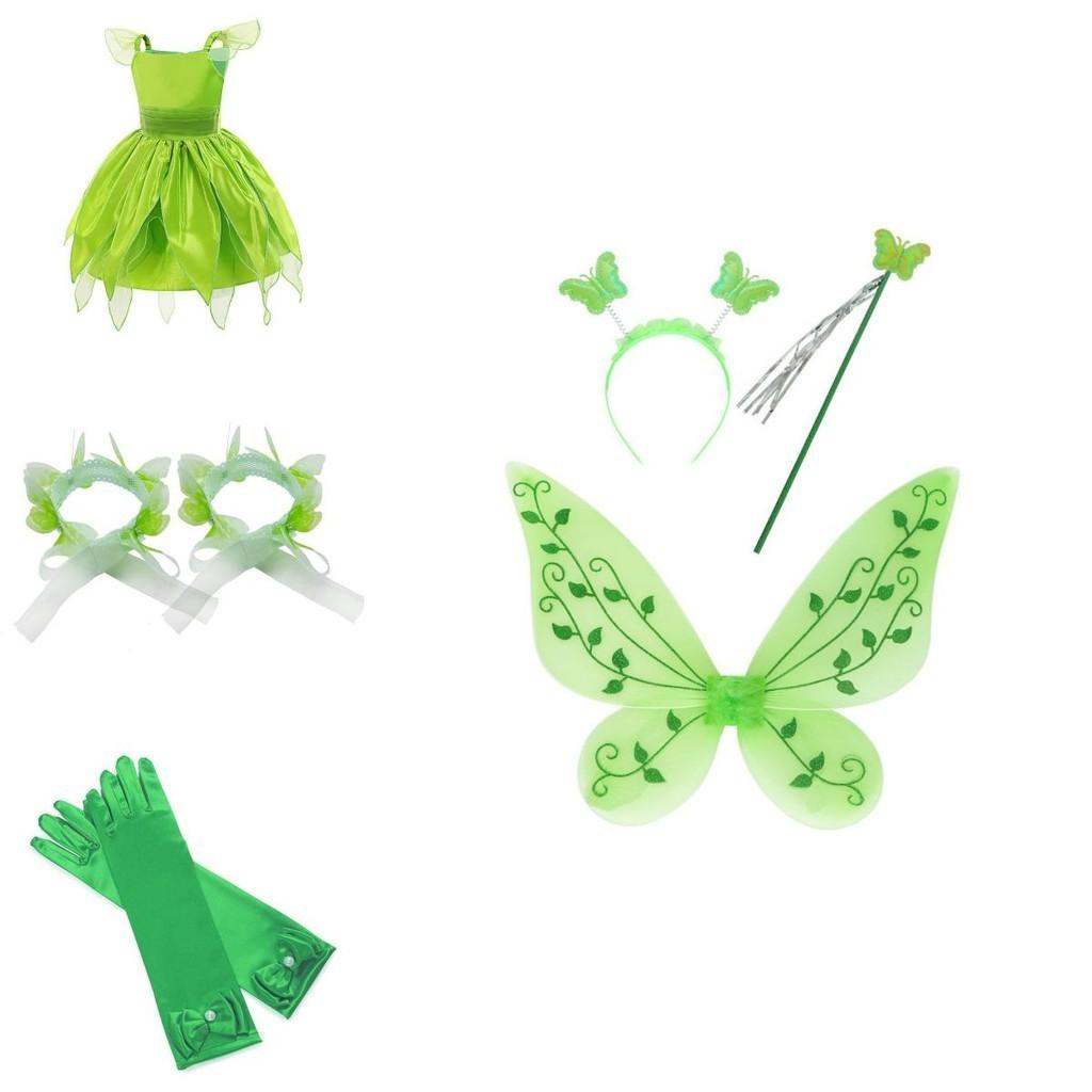 Tinker Bell Fairy Princess Dress For Kids Halloween Costume Party Polyester Fiber Fabric Suitable For Children 80-150cm