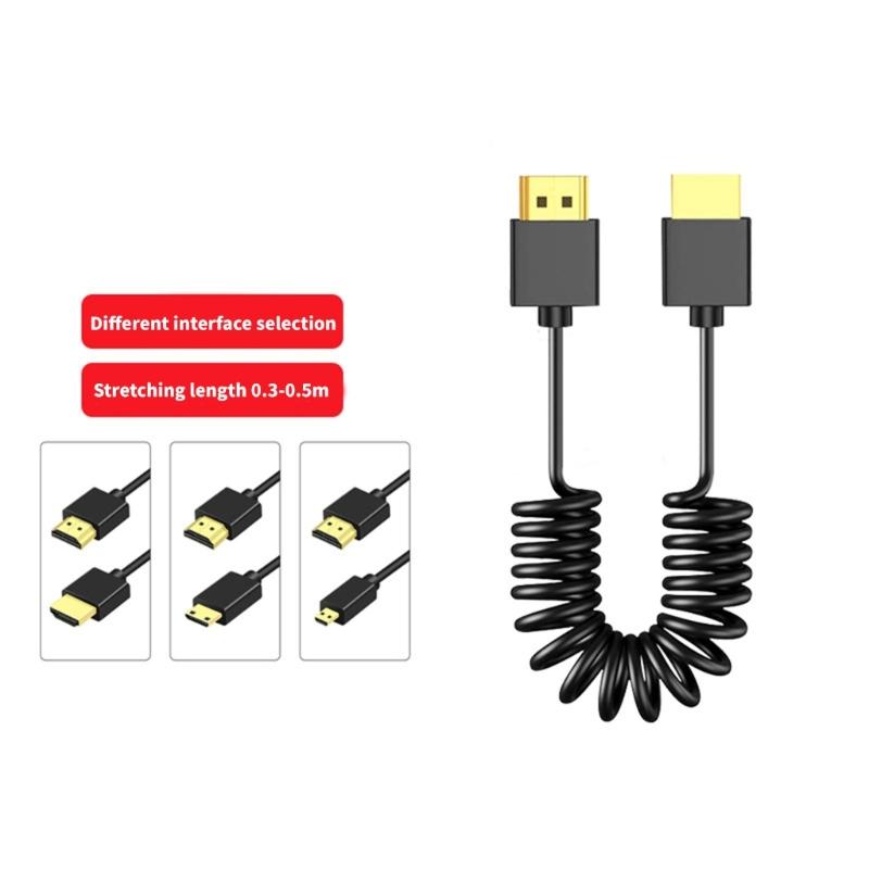 Thin Coiled Video Cable 8K60hz 7680x4320 Compatible 1080P Spring Designing Cord Enhances Flexibility Microed Video Line