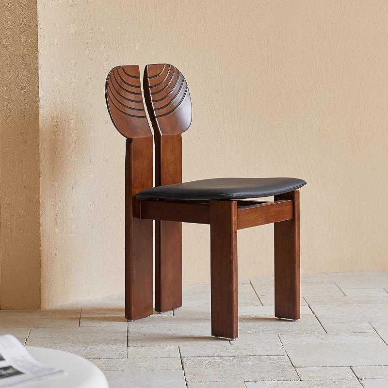 Luxury Walnut Dining Chair High-End African Wood Seat Designer Rustic Backrest Vintage Table Stool for Home